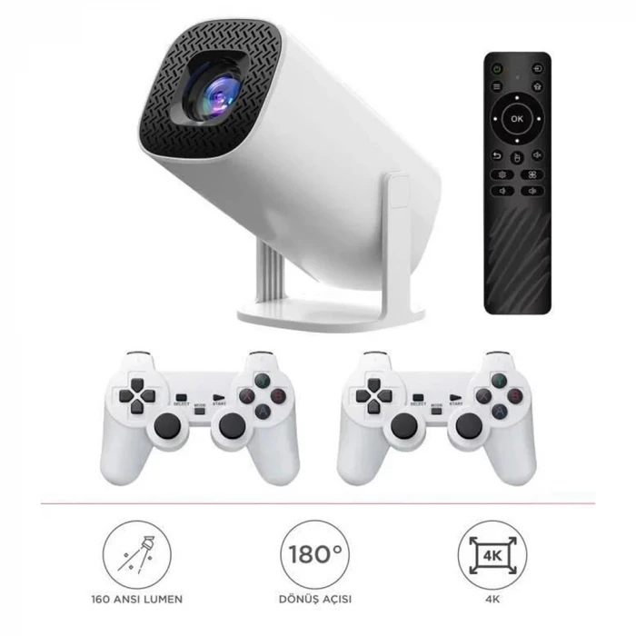 Max Mini Beyaz Taşınabilir Retro Video Konsolu Android Akıllı Projektör Projeksiyon P30