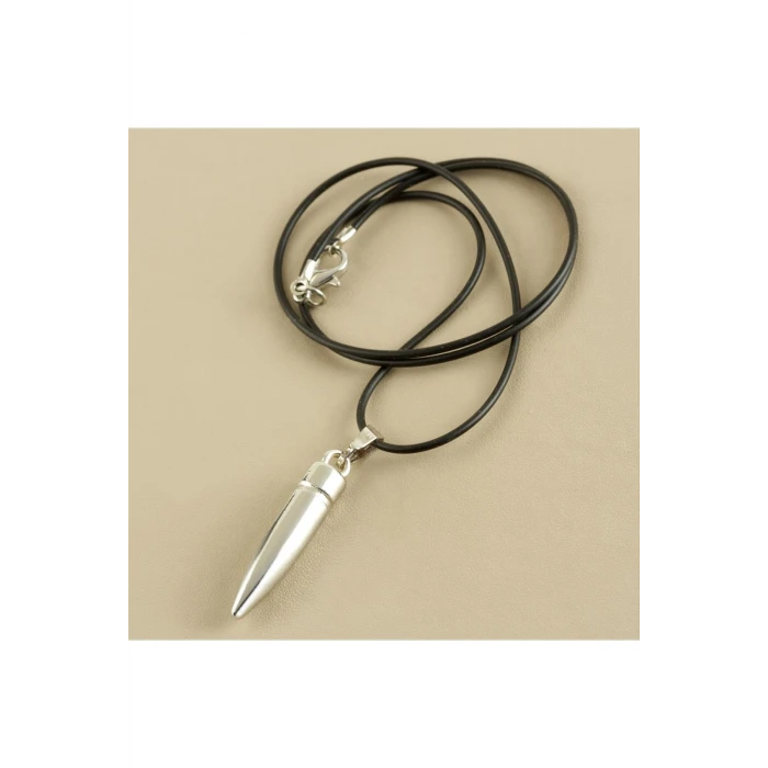 Mermi Metal Vinlex Deri Kolye