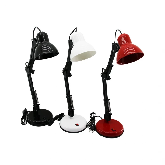 METAL AKROBAT AYAKLI ELEKTRİKLİ MASA LAMBASI RENKLİ PLASTİK TABLA - KAFA (4887)