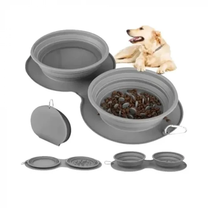 Mikopet Katlanabilir İkili Mama ve Su Kabı