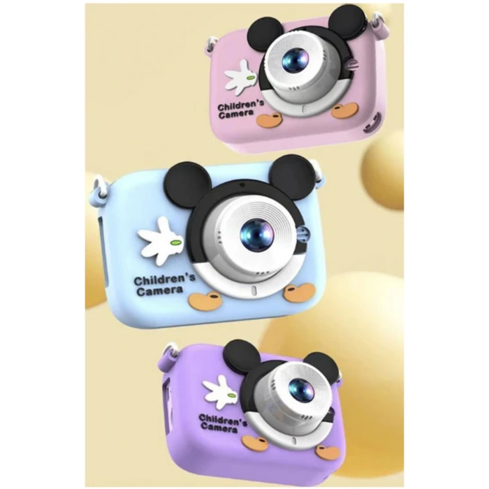 Mini 1080p Hd Çocuk Kamera Dijital Fotoğraf Makinesi 2.0 Inç Ekran 5 Adet Oyun Pembe