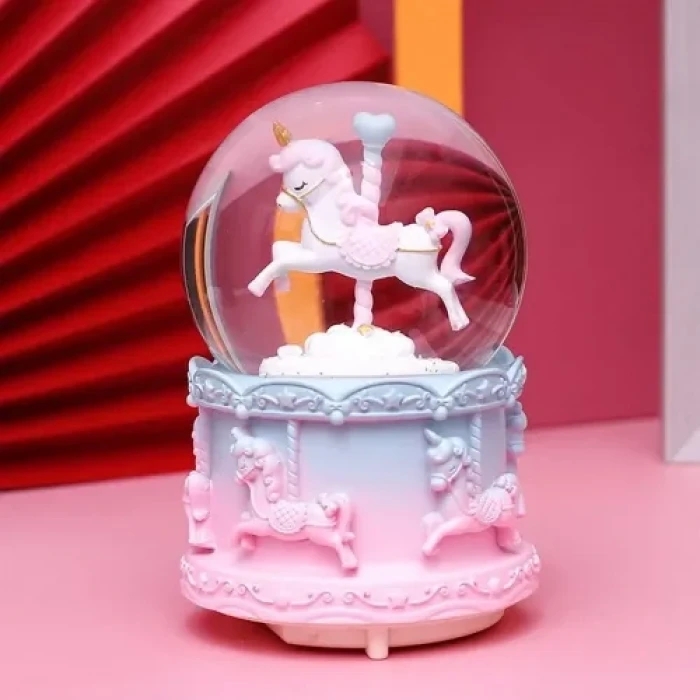 Mini Boy Işıklı Unicorn Kar Küresi