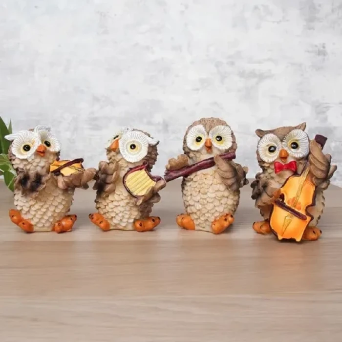 Müzisyen Baykuşlar Biblo Seti 4lü