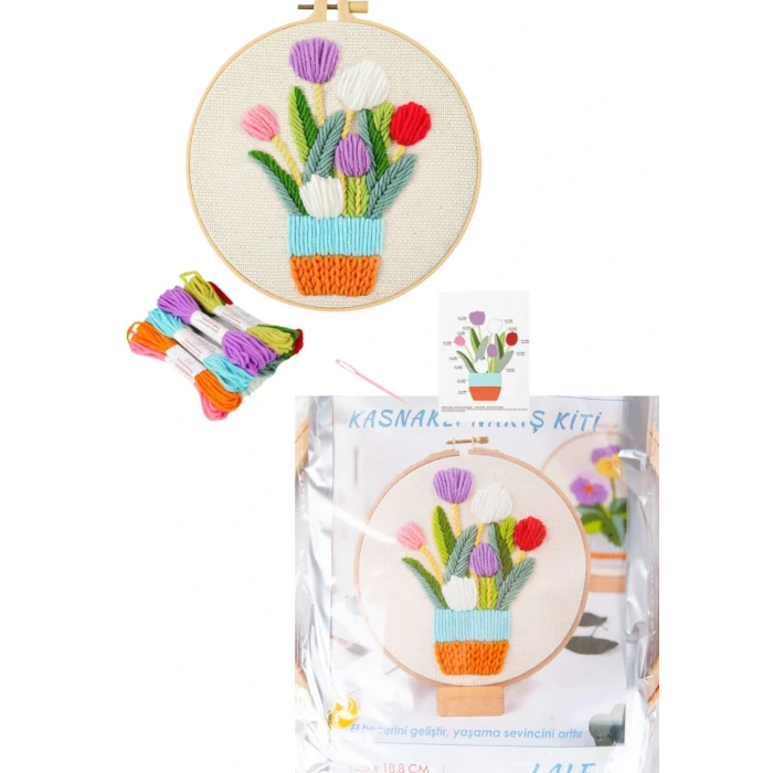 Nakış Kitleri Kasnaklı 13.5 X 18.8 cm Lale