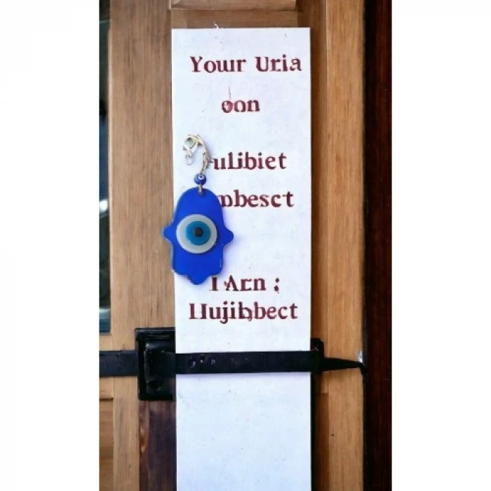 Nazar Boncuklu Şeffaf Mavi Fatma Ana Bereket Eli Cam Duvar Süsü