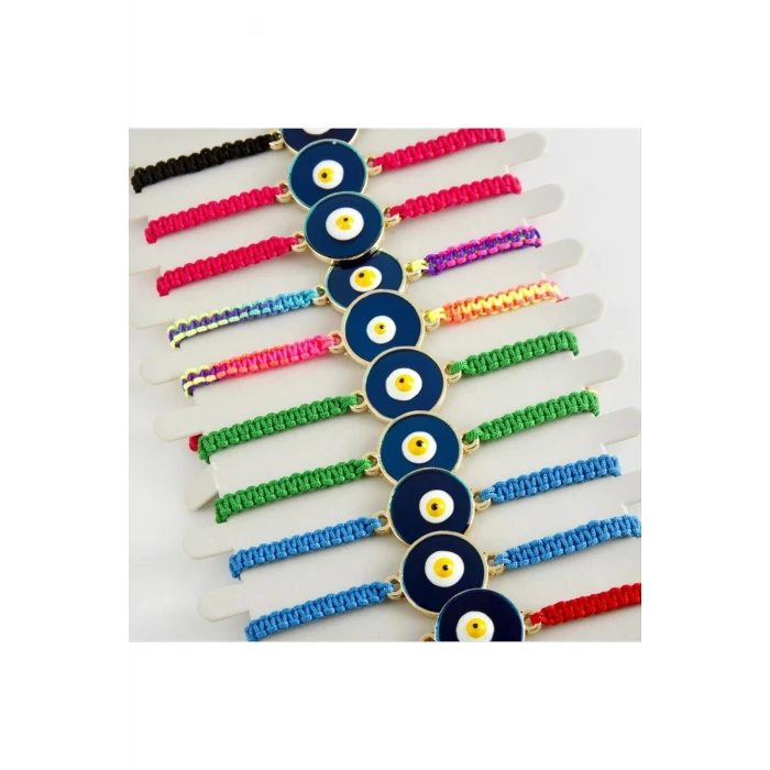 Nazar Mineli Makrome Örgülü Bileklik