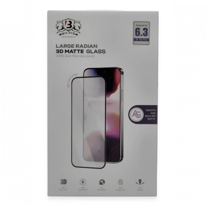 ieg™  iPhone 16 Pro Bilvis 3D Mat Cam Ekran Koruyucu
