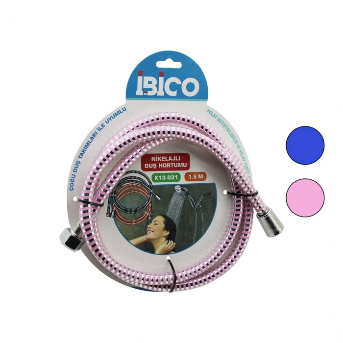 NİKELAJLI RENKLİ PLASTİK DUŞ HORTUMU ANTİ TWİST=DOLANMAZ-KIVRILMAZ-KOPMAZ 1.5MTKARTELALI (4887)