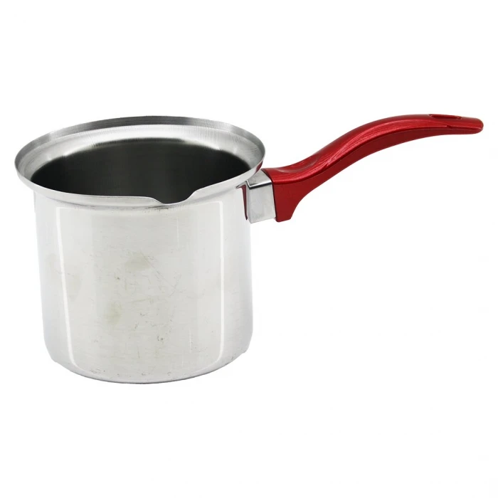 No-7  Çelik Cezve  Kırmızı Kulp