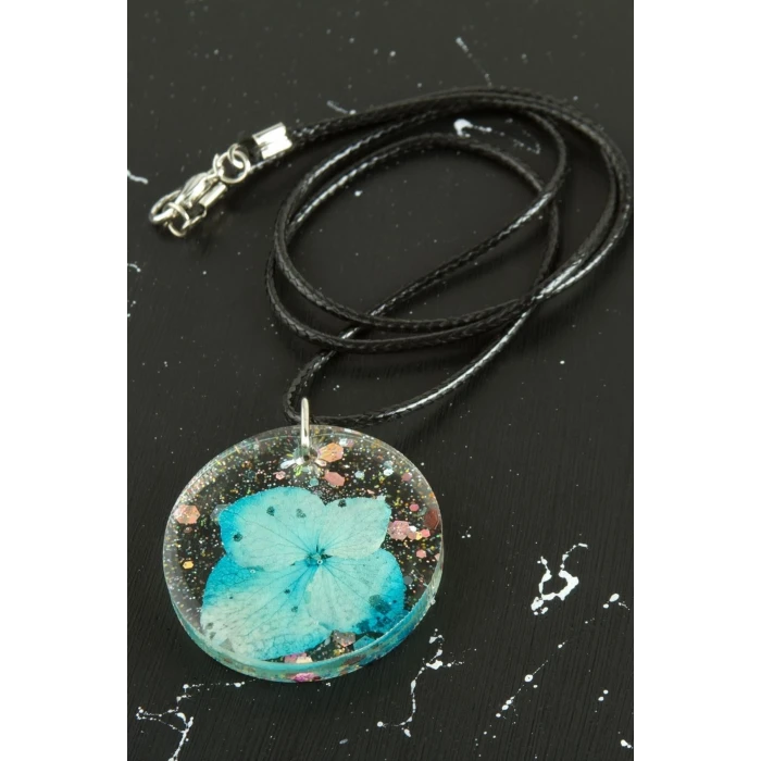 Ortanca Çiçek Epoksi Kolye