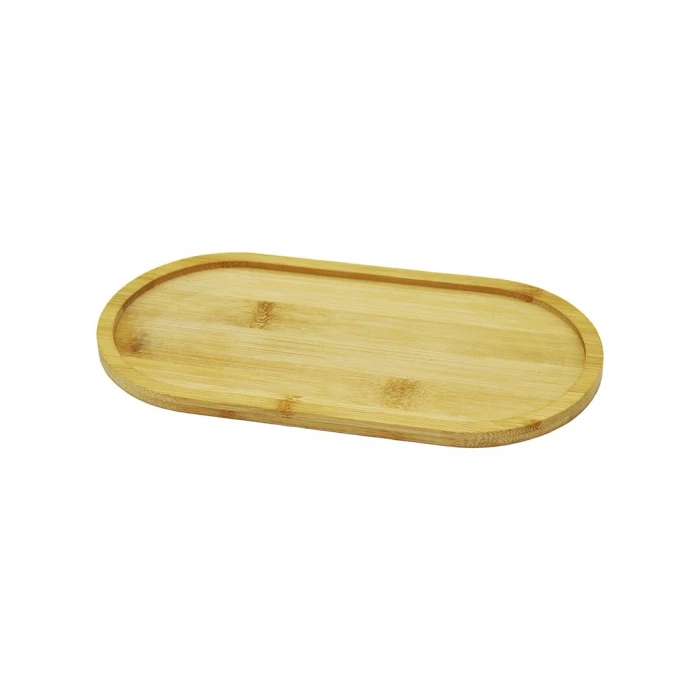 Oval Ahşap Bambu Yağdanlık Altlık 12x23cm