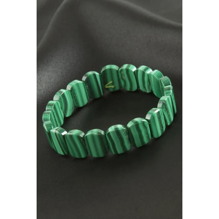Oval Kesim Orjinal Malahit Doğaltaşlı Bileklik