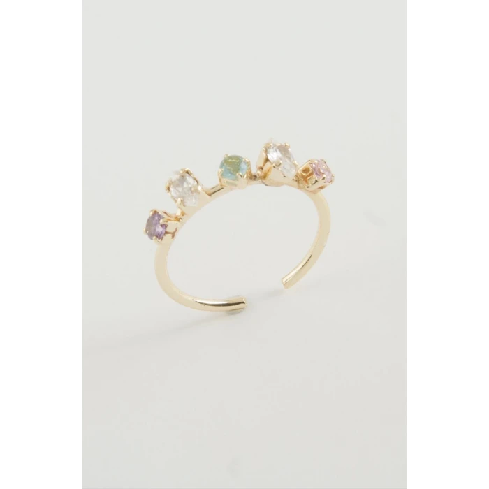 Oval Renkli Taşlı Yüzük