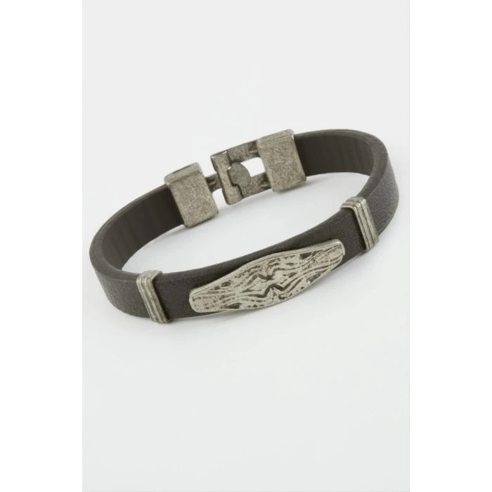 Oval Suni Deri Bileklik