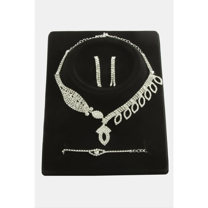 Oval Taşlı Lüks Set Kolye