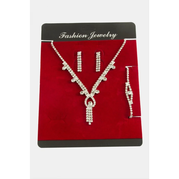 Oval Taşlı Lüks Suyolu Set Kolye