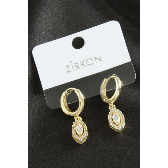 Oval Zirkon Taşlı Küpe
