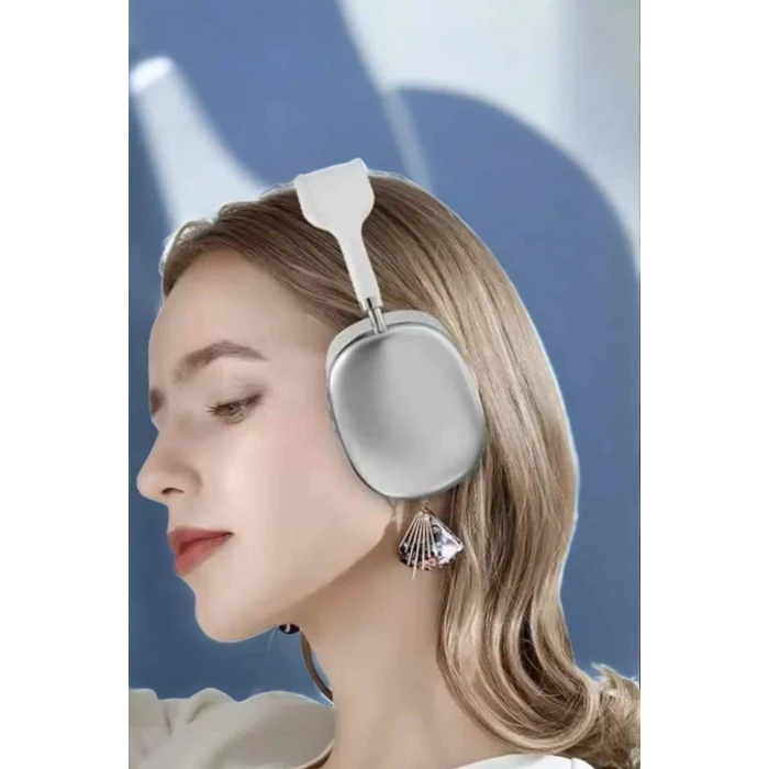 P9 Plus Kablosuz Kulak Üstü Bluetooth Kulaklık Beyaz Yüksek Ses Kaliteli