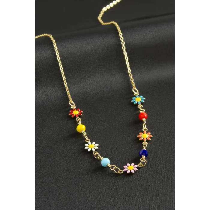 Papatya Kristal Taşlı Mineli Kolye