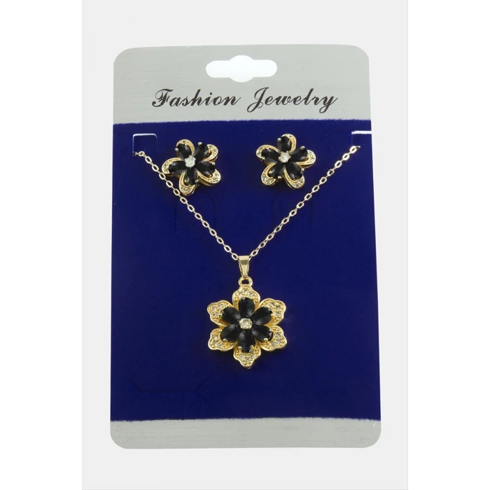 Papatya Zirkon Taşlı Set Kolye