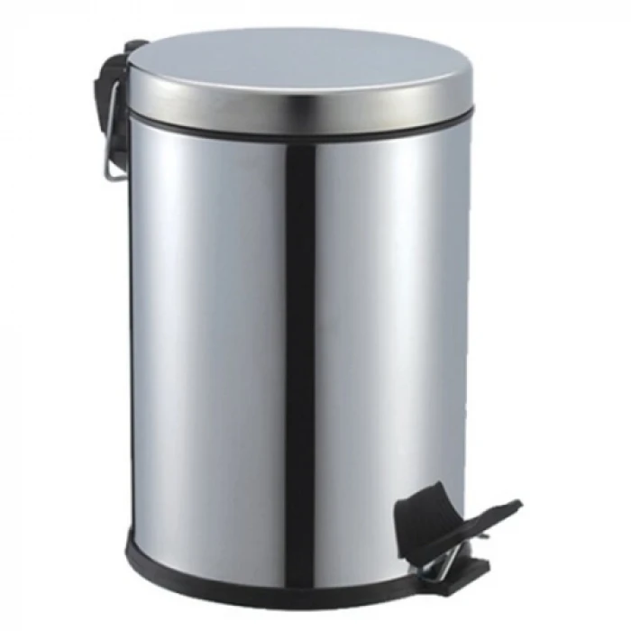 Pedallı 5lt Krom Metal Çöp Kovası