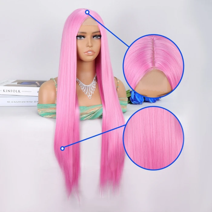 Pembe Ekstra Uzun Tül Peruk