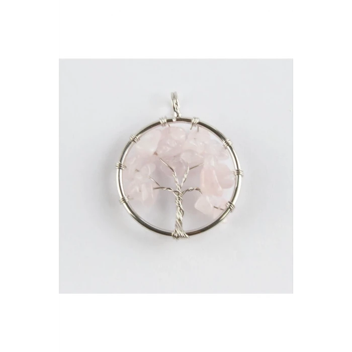 Pembe Kuvars Doğaltaş Kolye Ucu