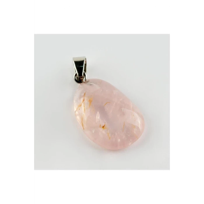 Pembe Kuvars Doğaltaş Kolye Ucu