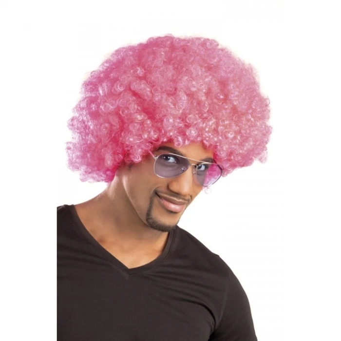 Pembe Renk Kıvırcık Afro Bonus Peruk (4887)