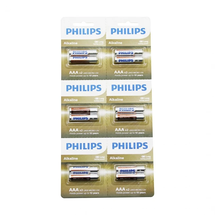 PHILIPS  ALKALİNE İNCE - AAA - 1.5V  PİL  12PCS= 2Lİ X 6 (K95)
