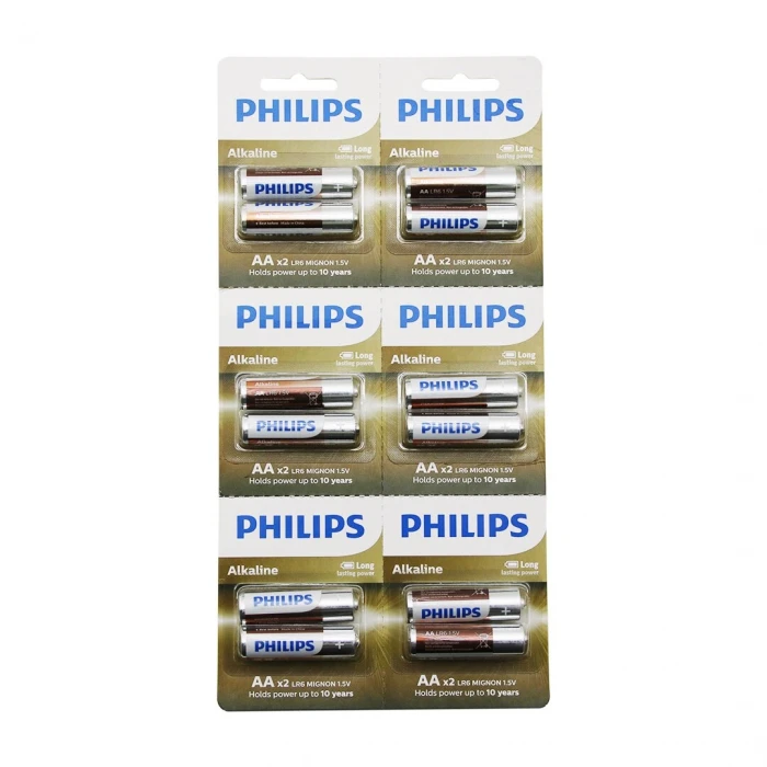 PHILIPS  ALKALİNE KALEM - AA - 1.5V  PİL  12PCS= 2Lİ X 6 (K95)