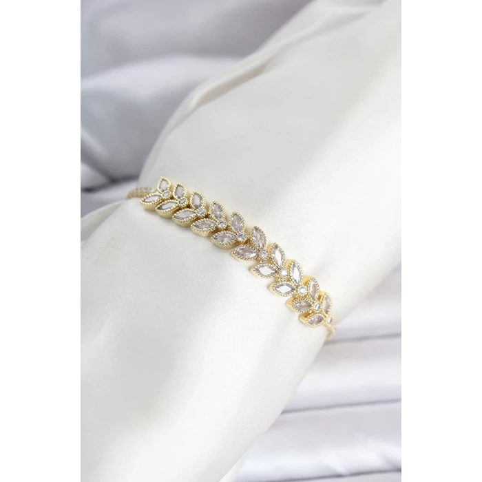 Pirinç Gold Renk Başak Model Su Yolu Kadın Bileklik