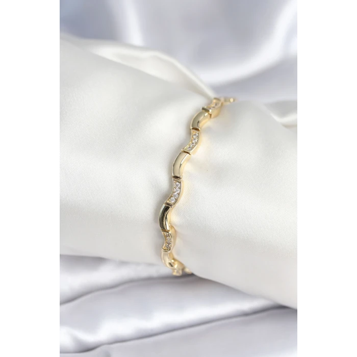 ietaks™ Pirinç Gold Renk Dalgalı Model Kadın Bileklik