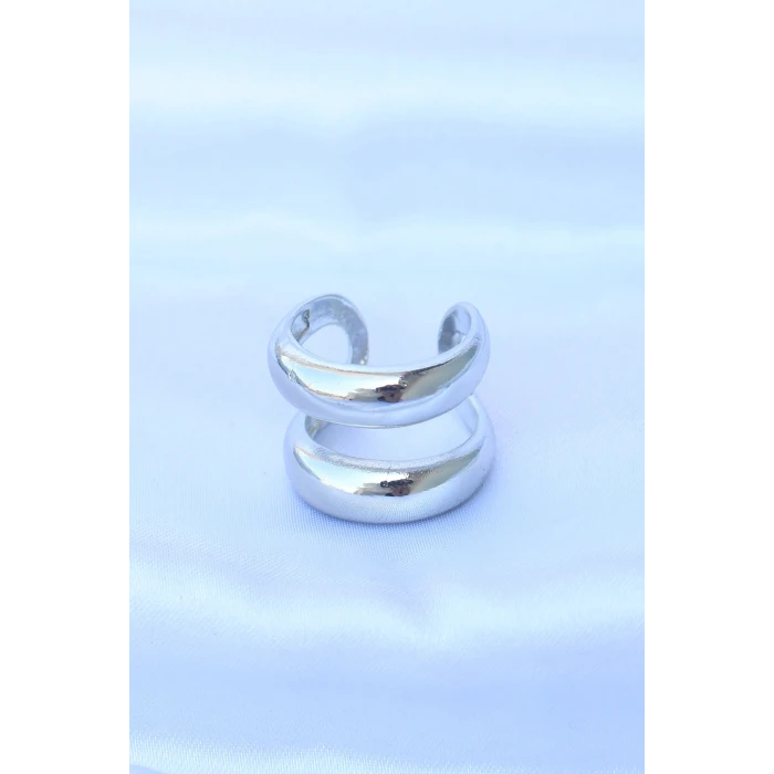 Pirinç Gümüş Renk Ayarlanabilir Şerit Yüzük - TJ-BYK3171