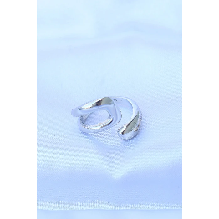 Pirinç Gümüş Renk Ayarlanabilir Yüzük