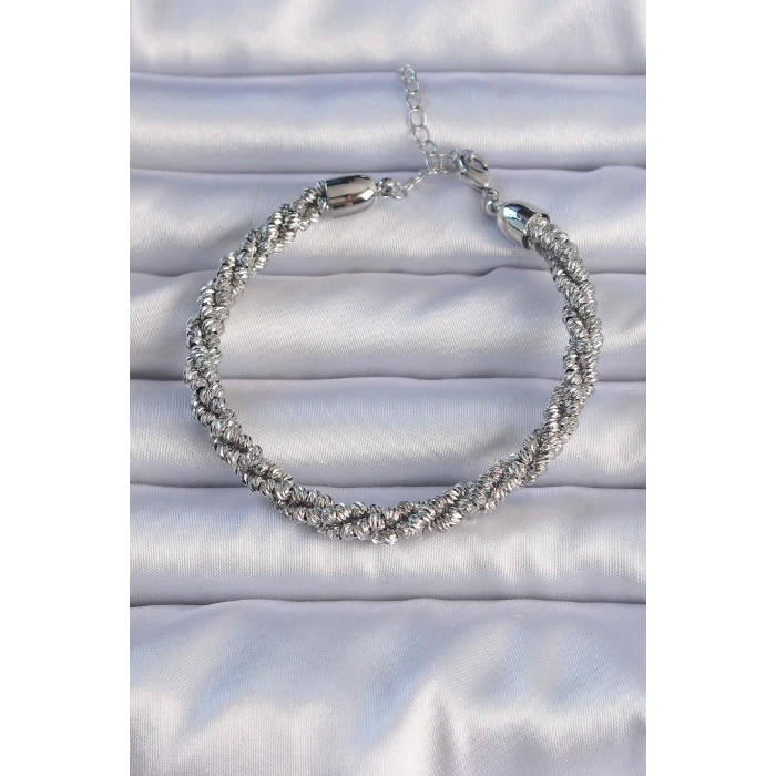 ietaks™ Pirinç Gümüş Renk Sarmal Model Bileklik