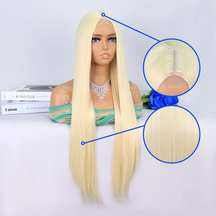 Platin Sarısı Ekstra Uzun Tül Peruk