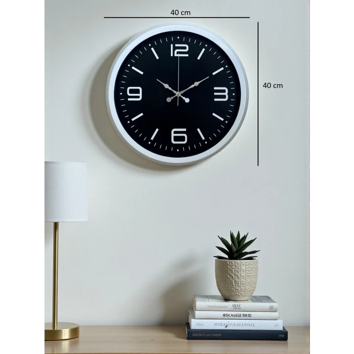 Prime White 40  Cm Metal Modern Duvar Saati