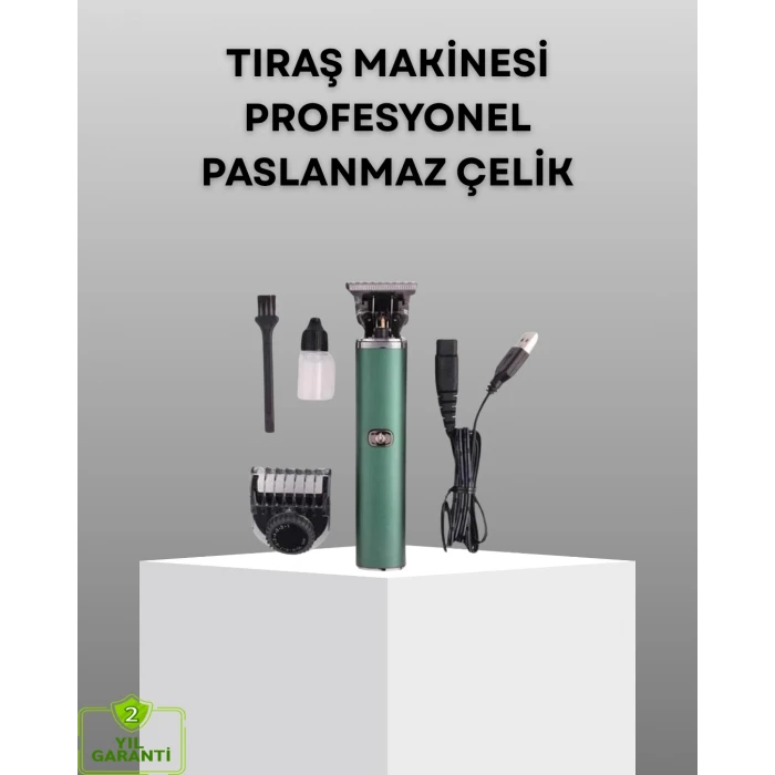 Profesyonel Şarjlı Tıraş Makinesi – 180 Dakika Kullanım, 2.5 Saat Hızlı Şarj, Evrensel USB Şarj Girişli