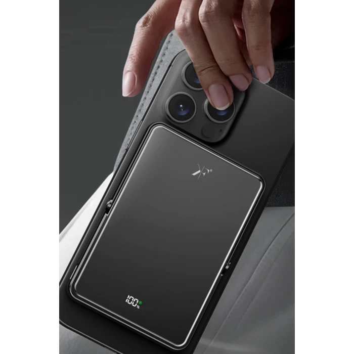 PW580 5.000 mAh 20W Type-C 15W Kablosuz Şarj 3W Saat Şarj ve 5W Kulaklık Şarj Destekli PD Hızlı Şarj Magsafe Powerbank - Siyah