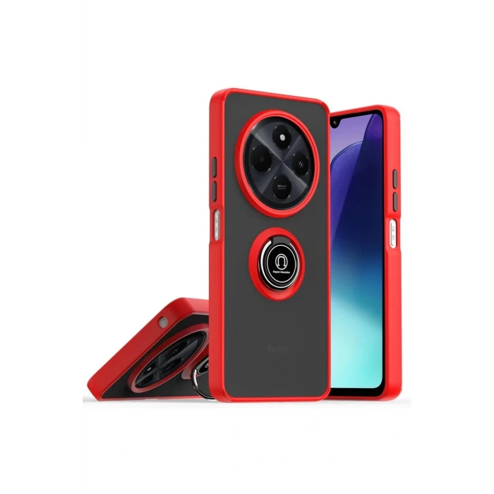 Realme C75 4G Kılıf Montreal Yüzüklü Silikon Kapak - Kırmızı