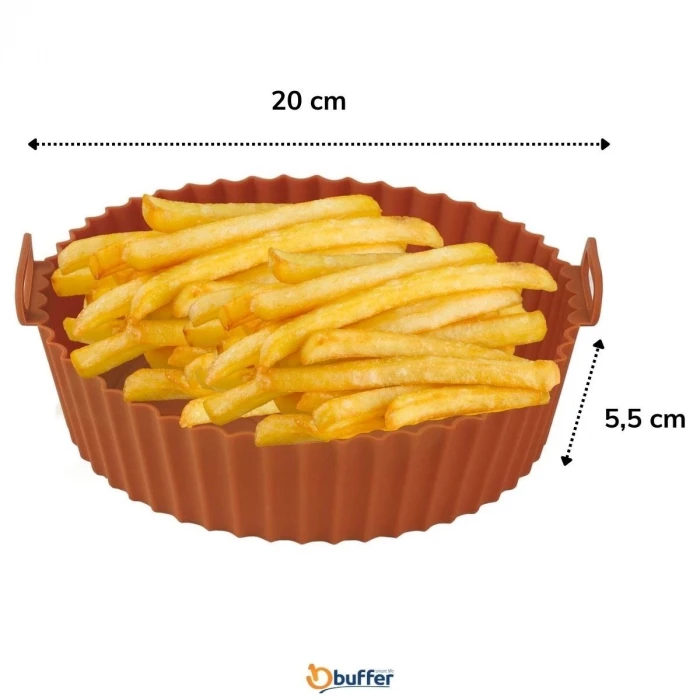 Renkli Isıya Dayanıklı Yıkanılabilir Silikon Fırın Ve Airfryer Yuvarlak Model Pişirme Matı 20 Cm