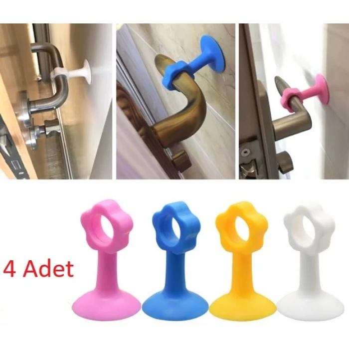 Renkli Vantuzlu Geçmeli Kapı Kolu Stoper 4lü Set