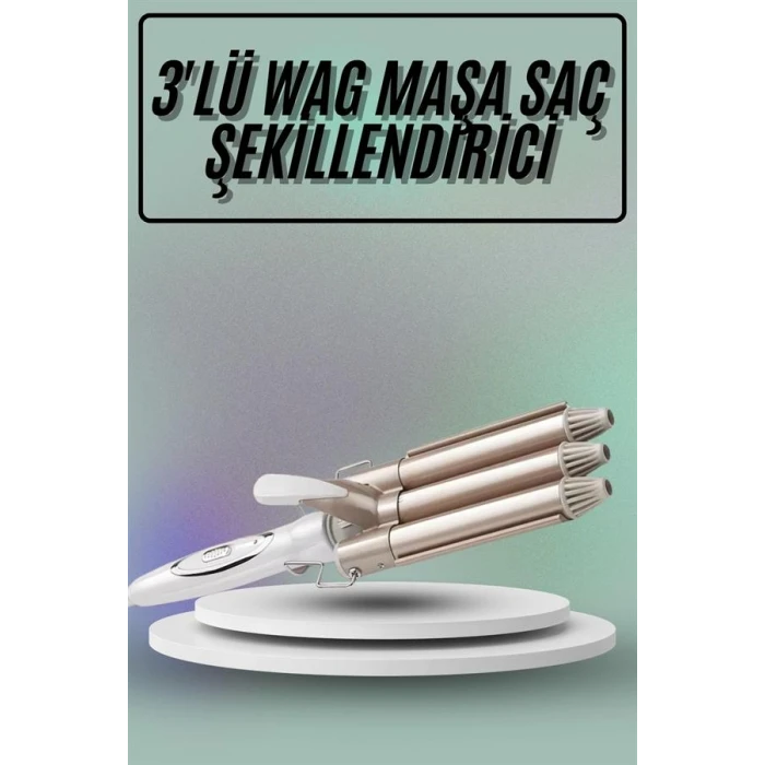 Saç Şekillendirici Wag Maşa Üçlü Yüksek Isı Ayarlı Seramik Kaplama