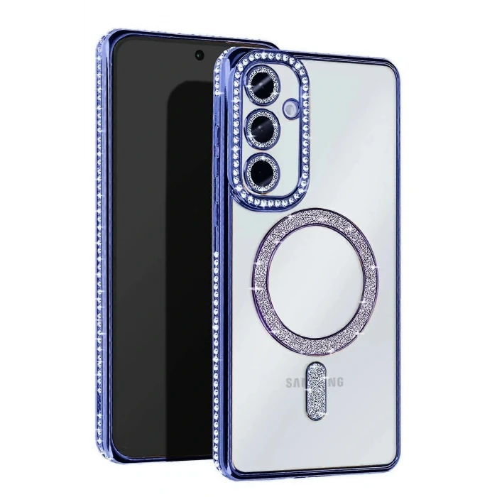 Samsung Galaxy A25 5G Joke Simli Magneticsafe Kılıf - Mavi