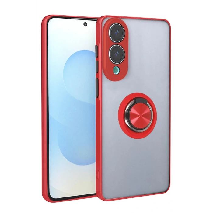 Samsung Galaxy S25 Edge Kılıf Montreal Yüzüklü Silikon Kapak - Kırmızı