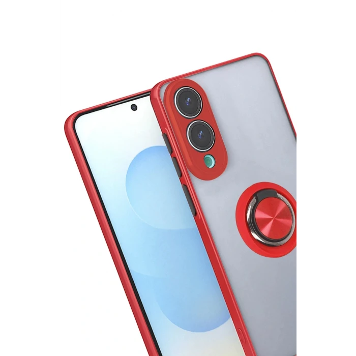 Samsung Galaxy S25 Edge Kılıf Montreal Yüzüklü Silikon Kapak - Kırmızı
