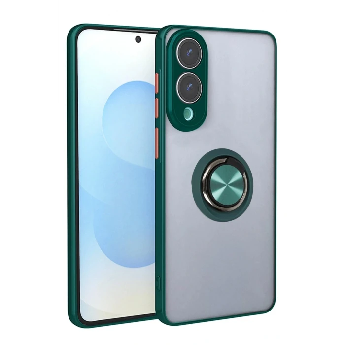 Samsung Galaxy S25 Edge Kılıf Montreal Yüzüklü Silikon Kapak - Yeşil
