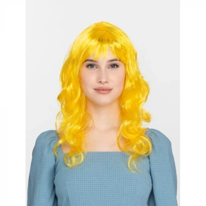 Sarı Renk Uzun Dalgalı Parti Peruğu