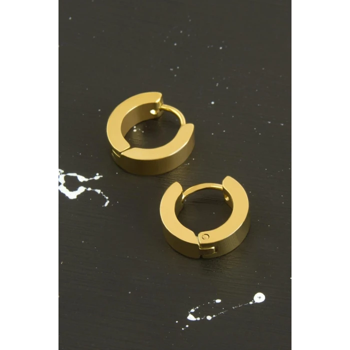 Sarı Renkli Erkek Çelik Küpe 1,5 cm